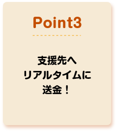 POINT3 支援先へリアルタイムに送金！